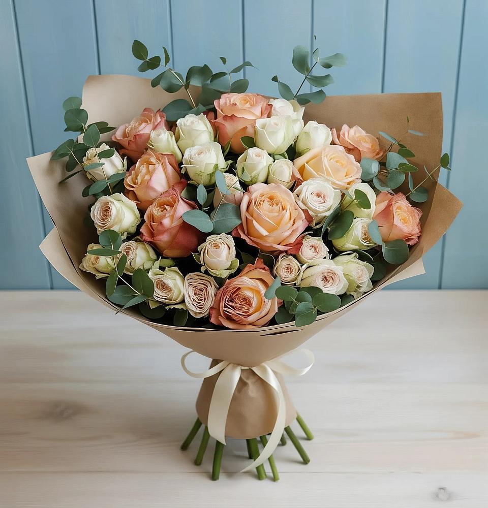 Букет цветов из: Альстромерии и Розы в Салым