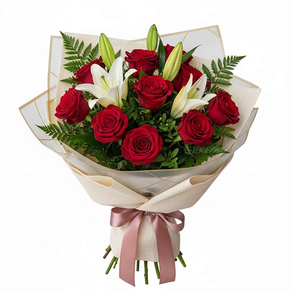 Букет цветов из: Лилии и Розы в Салым