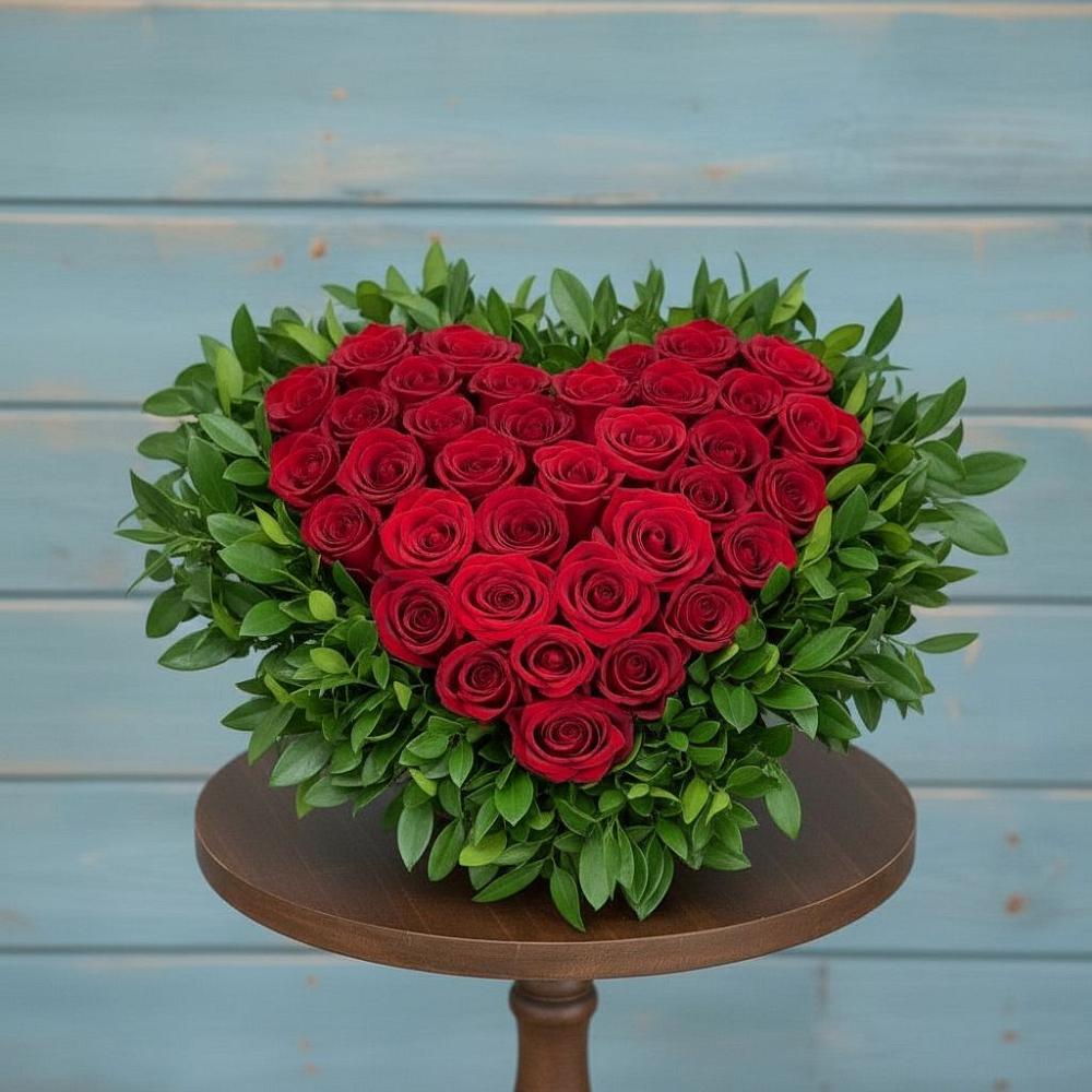 Цветочная композиция из Розы в виде сердца в Салым