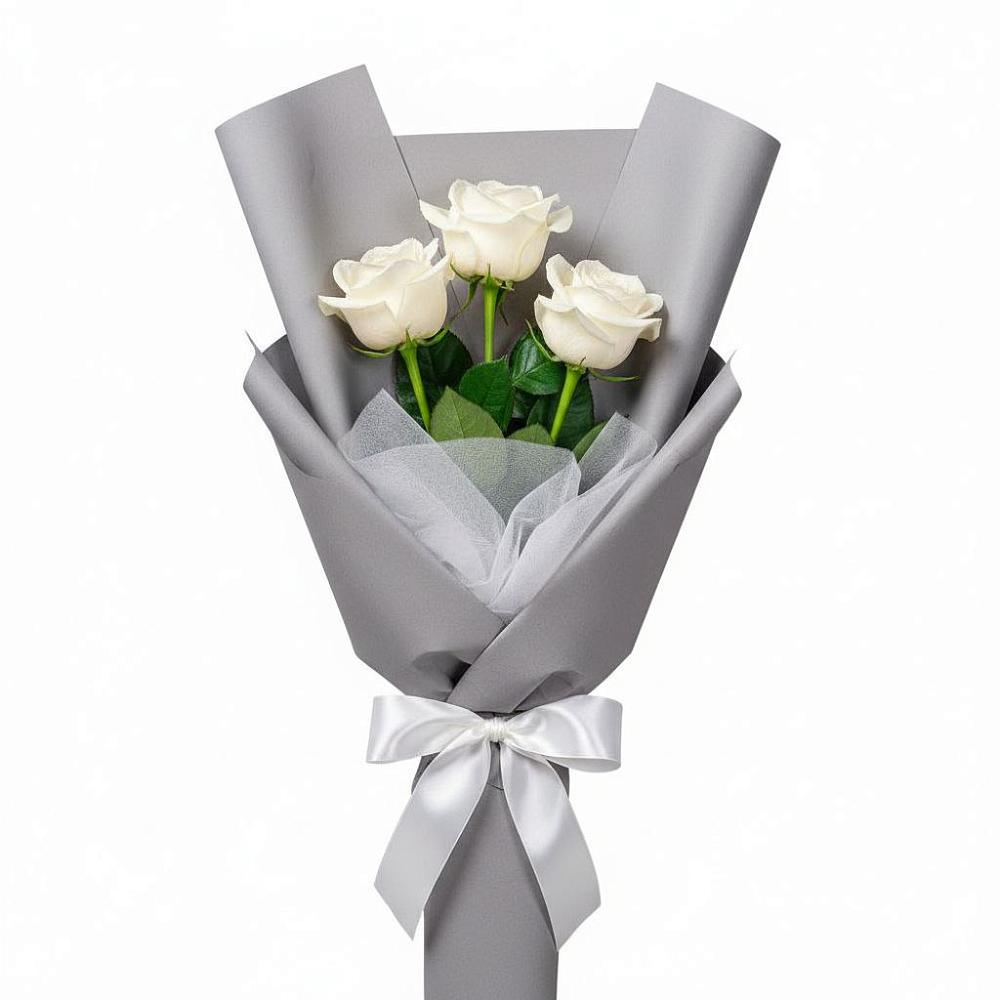 Букет 3 белые розы в Салым