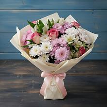 Букет цветов из:  Хризантемы, Альстромерии и Розы в Салым